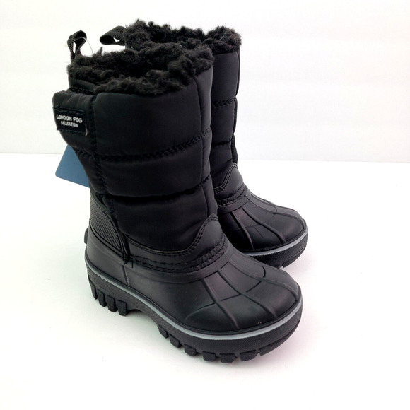 London Fog Collection Baby Toddler Size 5 Black Pull On Warm Winter Snow Boots - Picture 1 of 10